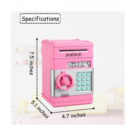 Piggy Bank for Girls Boys Electronic ATM Machine Saving Box Coin Safe with Password Lock Auto Scroll Paper Money Bank Gift To...