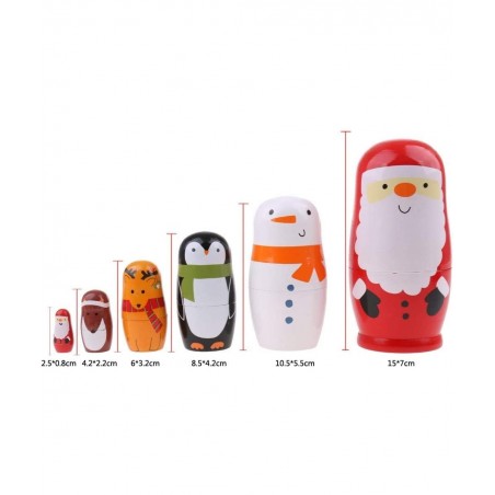 6pcs Christmas Nesting Dolls Wooden Matryoshka Dolls Russian Nesting Dolls Set Home Decoration $28.81 Nesting Dolls