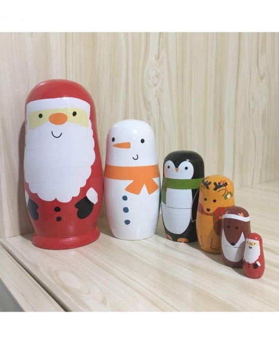 6pcs Christmas Nesting Dolls Wooden Matryoshka Dolls Russian Nesting Dolls Set Home Decoration $28.81 Nesting Dolls