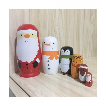 6pcs Christmas Nesting Dolls Wooden Matryoshka Dolls Russian Nesting Dolls Set Home Decoration $28.81 Nesting Dolls