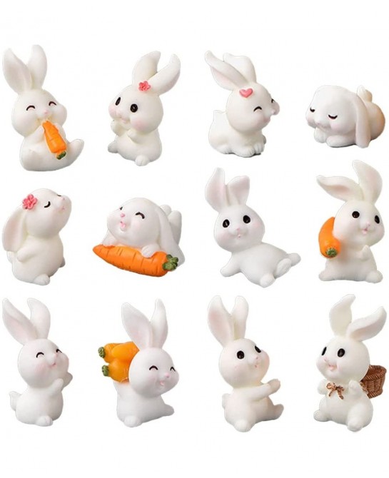 12 Pcs Cute Animal Rabbit Character Toys Cake Toppers Figures Collection Playset Fairy Tale Garden Decoration Christmas Birth...