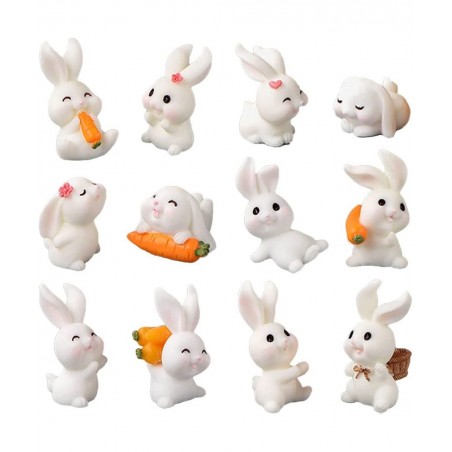 12 Pcs Cute Animal Rabbit Character Toys Cake Toppers Figures Collection Playset Fairy Tale Garden Decoration Christmas Birth...