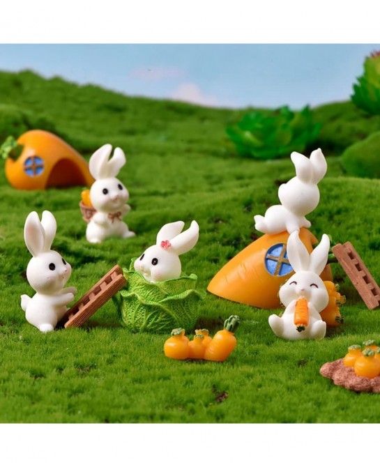 12 Pcs Cute Animal Rabbit Character Toys Cake Toppers Figures Collection Playset Fairy Tale Garden Decoration Christmas Birth...