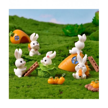 12 Pcs Cute Animal Rabbit Character Toys Cake Toppers Figures Collection Playset Fairy Tale Garden Decoration Christmas Birth...