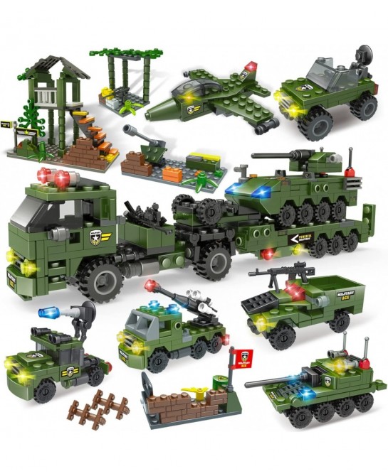 City War Army Military Base Building Blocks Set with Heavy Tank Transport Truck Army Vehicles Airplane Best Learning Roleplay...
