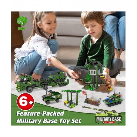 City War Army Military Base Building Blocks Set with Heavy Tank Transport Truck Army Vehicles Airplane Best Learning Roleplay...