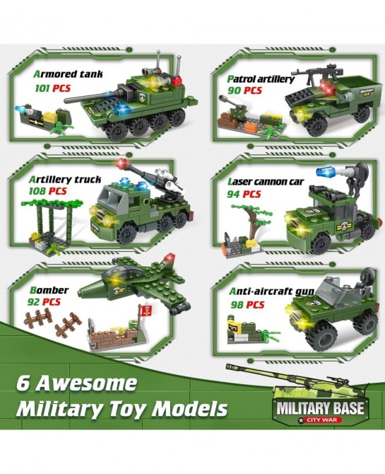 City War Army Military Base Building Blocks Set with Heavy Tank Transport Truck Army Vehicles Airplane Best Learning Roleplay...