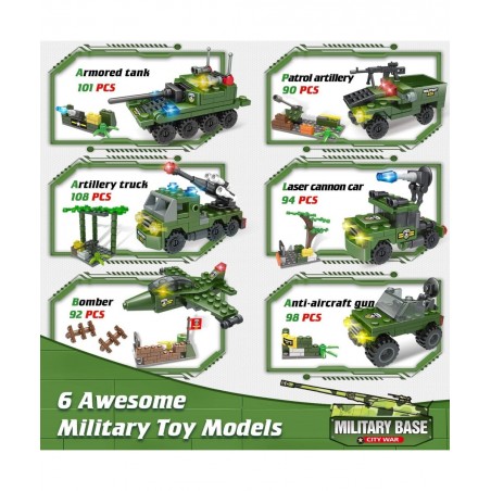 City War Army Military Base Building Blocks Set with Heavy Tank Transport Truck Army Vehicles Airplane Best Learning Roleplay...