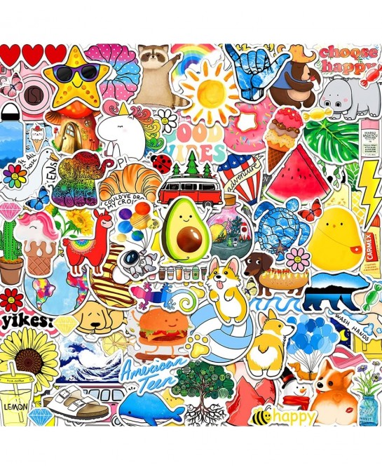 Stickers for Water Bottles 100 PCS Cute Reusable Waterproof Vsco Vinyl Stickers for Hydroflask Laptop Skateboard Aesthetic Sc...