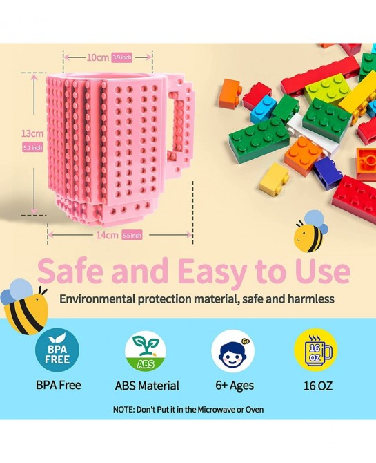 Build on Brick Mug for Kids Adults Boys Novelty Coffee Mugs Compatible with Lego Fun Coffee Mugs for Birthday 16OZ Unique Coo...