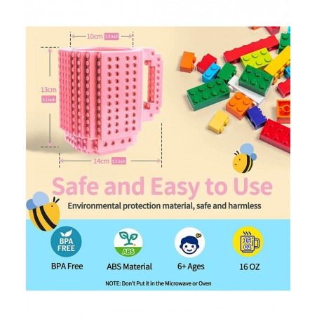 Build on Brick Mug for Kids Adults Boys Novelty Coffee Mugs Compatible with Lego Fun Coffee Mugs for Birthday 16OZ Unique Coo...
