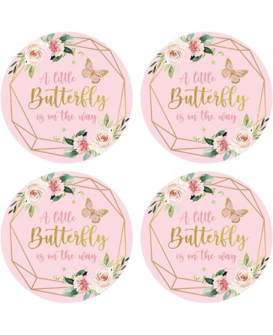 50 Count of 2" Round A Little Butterfly is On The Way Stickers Butterfly Stickers for Baby Shower Party Girls Birthday Party ...