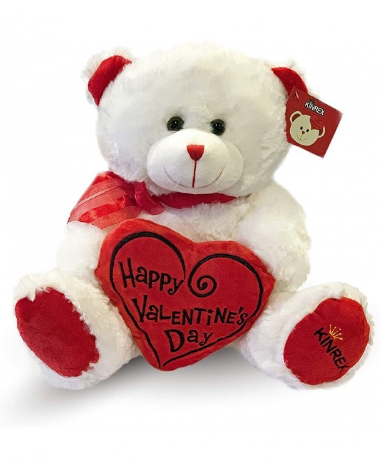 Happy Valentine’s Day Stuffed Teddy Bear- Teddy Bear to Gift for Valentine’s Day for Couples- White Valentines Big Teddy Bear...