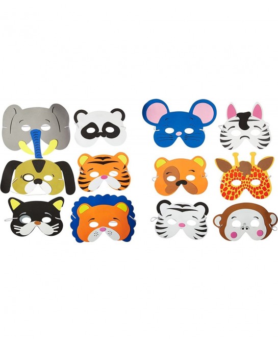 24 Assorted Foam Animal Masks for Birthday Party Favors Dress-Up Costume $15.80 Kids' Dress-Up Accessories