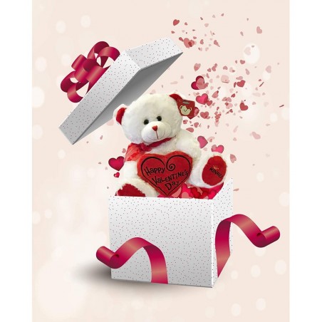 Happy Valentine’s Day Stuffed Teddy Bear- Teddy Bear to Gift for Valentine’s Day for Couples- White Valentines Big Teddy Bear...