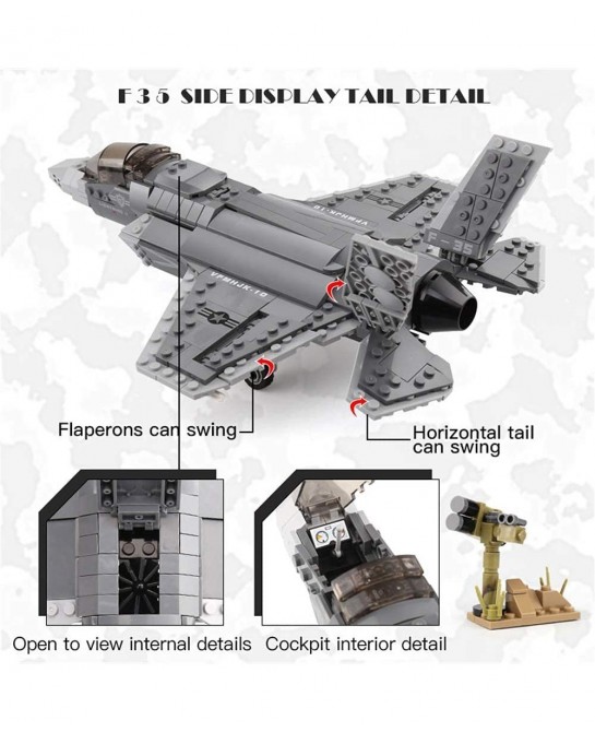 Military Bricks Series 646pcs The F35 Fighter Lightning II Building Blocks Sets Interlock Jet Airplane Model Building Kits Ed...