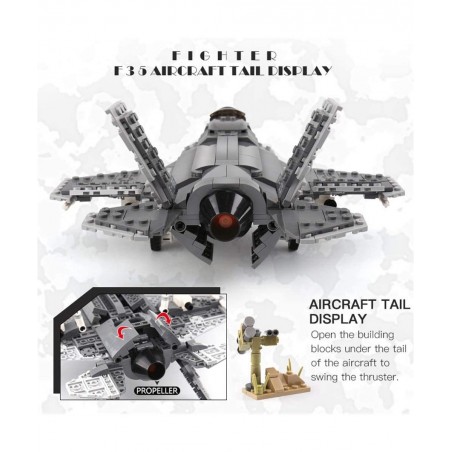 Military Bricks Series 646pcs The F35 Fighter Lightning II Building Blocks Sets Interlock Jet Airplane Model Building Kits Ed...