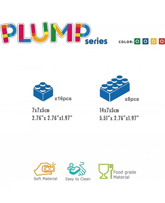 Plump Soft Building Blocks — Jumbo Multicolor Stacking Blocks for Cognitive Development and Educational Games for Ages 3 Mont...