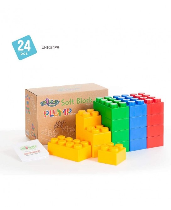 Plump Soft Building Blocks — Jumbo Multicolor Stacking Blocks for Cognitive Development and Educational Games for Ages 3 Mont...