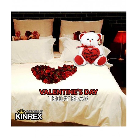 Happy Valentine’s Day Stuffed Teddy Bear- Teddy Bear to Gift for Valentine’s Day for Couples- White Valentines Big Teddy Bear...