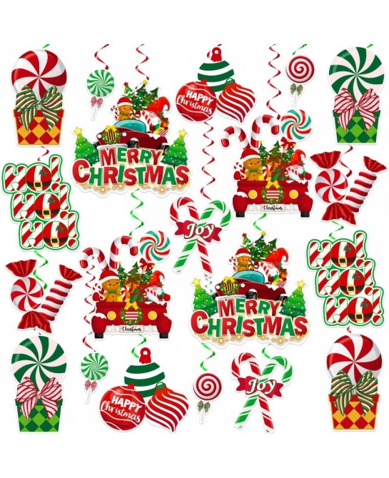 36 Pcs Peppermint Christmas Decorations Hanging Swirls NO-DIY Peppermint Candy Decorations Ceiling Streams Peppermint Decorat...