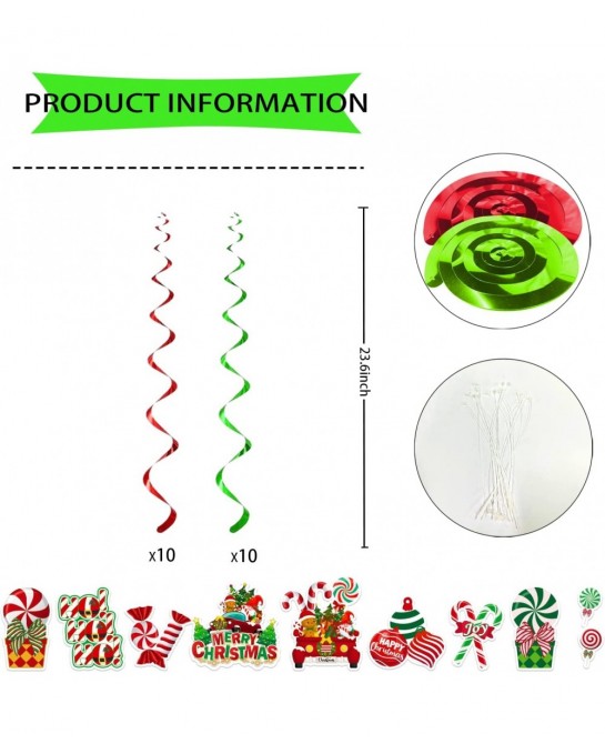 36 Pcs Peppermint Christmas Decorations Hanging Swirls NO-DIY Peppermint Candy Decorations Ceiling Streams Peppermint Decorat...