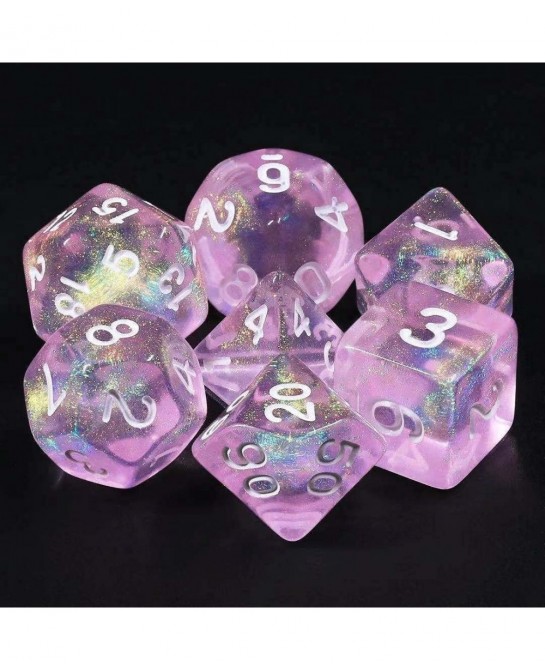 DND Dice Light Purple Transparent Dice with Color Changing Glitter for Dungeons and Dragons Role Playing Game D&D MTG Pathfin...