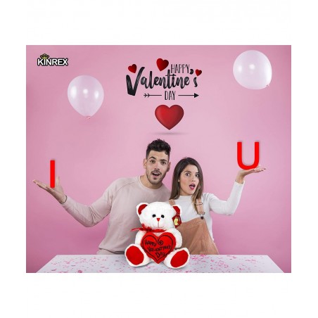 Happy Valentine’s Day Stuffed Teddy Bear- Teddy Bear to Gift for Valentine’s Day for Couples- White Valentines Big Teddy Bear...