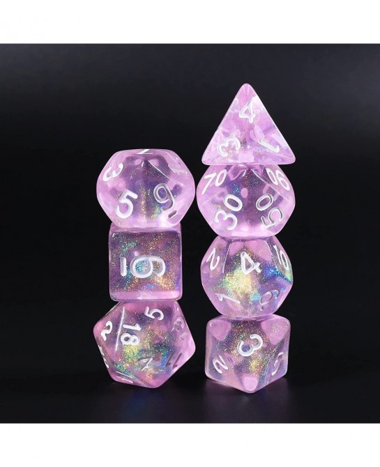 DND Dice Light Purple Transparent Dice with Color Changing Glitter for Dungeons and Dragons Role Playing Game D&D MTG Pathfin...