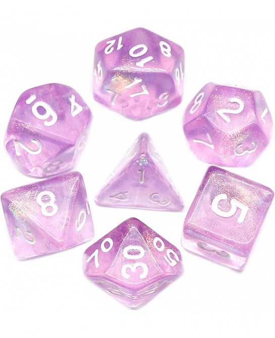 DND Dice Light Purple Transparent Dice with Color Changing Glitter for Dungeons and Dragons Role Playing Game D&D MTG Pathfin...