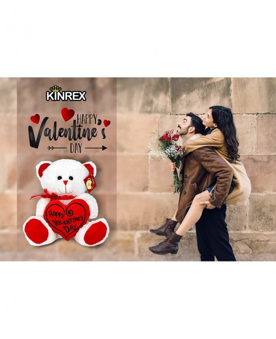 Happy Valentine’s Day Stuffed Teddy Bear- Teddy Bear to Gift for Valentine’s Day for Couples- White Valentines Big Teddy Bear...