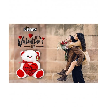 Happy Valentine’s Day Stuffed Teddy Bear- Teddy Bear to Gift for Valentine’s Day for Couples- White Valentines Big Teddy Bear...
