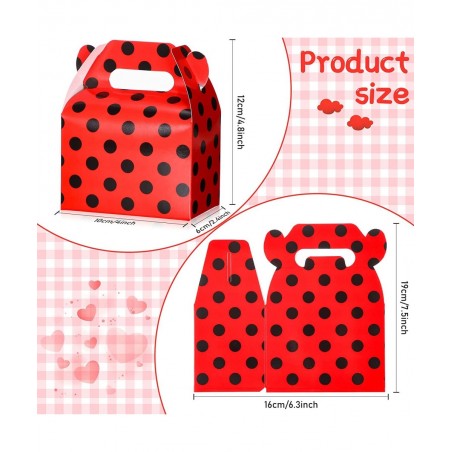 30 Pieces Ladybug Party Supplies Ladybug Party Favor Boxes Ladybug Red Black Polka Dot Candy Boxes for Ladybug Party Wedding ...