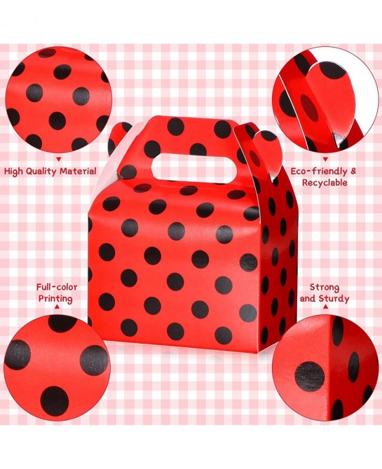 30 Pieces Ladybug Party Supplies Ladybug Party Favor Boxes Ladybug Red Black Polka Dot Candy Boxes for Ladybug Party Wedding ...