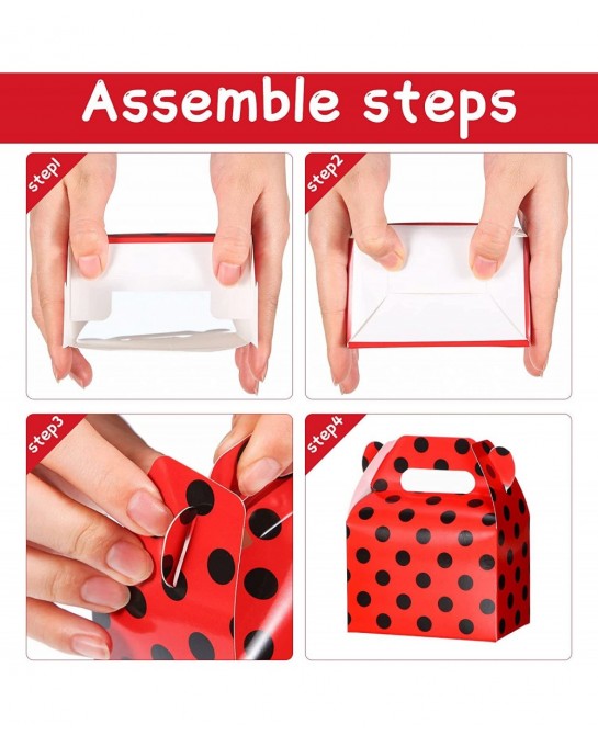 30 Pieces Ladybug Party Supplies Ladybug Party Favor Boxes Ladybug Red Black Polka Dot Candy Boxes for Ladybug Party Wedding ...