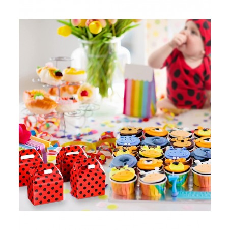 30 Pieces Ladybug Party Supplies Ladybug Party Favor Boxes Ladybug Red Black Polka Dot Candy Boxes for Ladybug Party Wedding ...