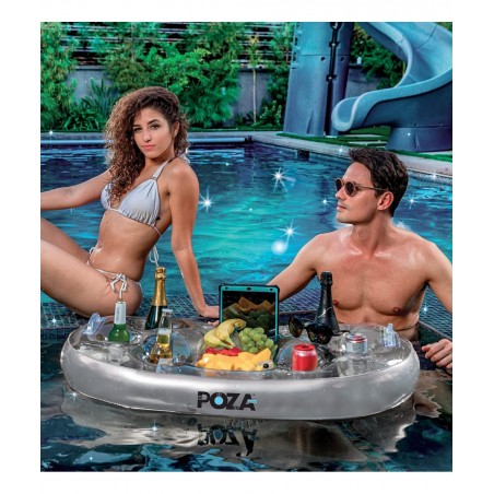 Inflatable Gold Floating Cooler - Luxurious Drink Holder Filled with Sparkly Confetti Premium Party Float with 8 Holders Serv...