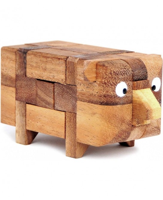 Logica Puzzles Art. Piggy 3D - Wooden Brain Teaser in Fine Wood - Difficulty 3/6 Hard - Leonardo da Vinci Collection $34.84 3...