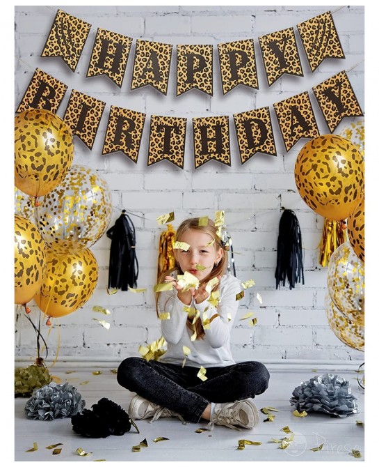 Cheetah Happy Birthday Banner Cheetah Birthday Decorations Leopard Party Decorations Animal Birthday Party Decorations | Safa...