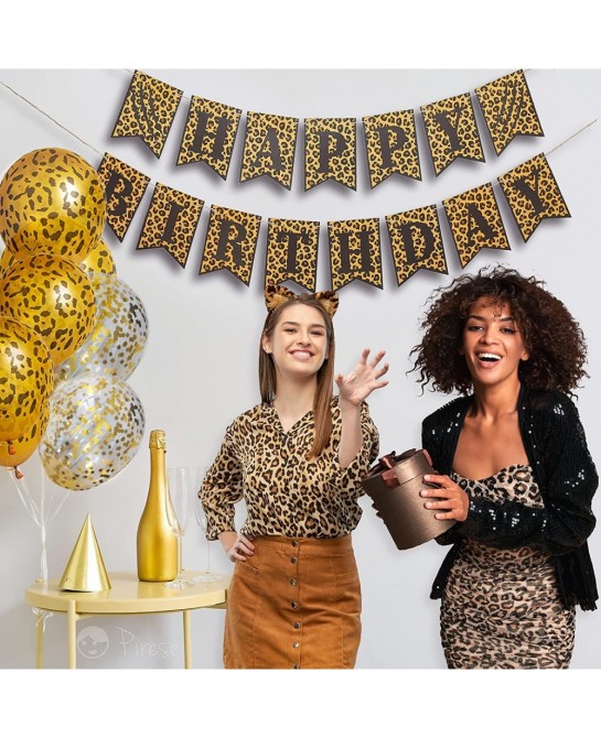 Cheetah Happy Birthday Banner Cheetah Birthday Decorations Leopard Party Decorations Animal Birthday Party Decorations | Safa...
