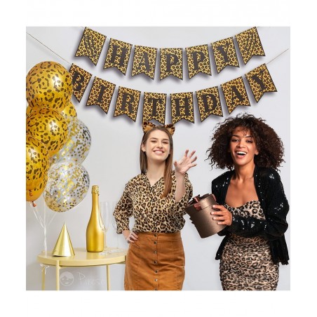 Cheetah Happy Birthday Banner Cheetah Birthday Decorations Leopard Party Decorations Animal Birthday Party Decorations | Safa...