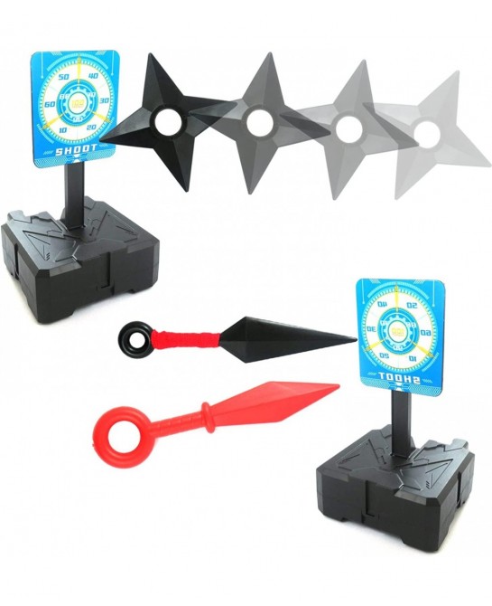 17 PCS Plastic Thrower Set Include Kunai Shuriken and Auto Reset Target for Ninja Cosplay Costume Multicolored $33.89 Toy Spo...
