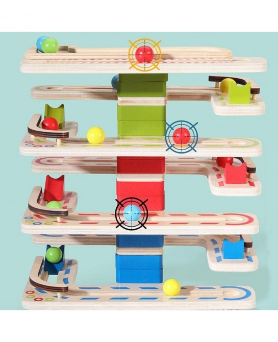 Wooden Ball Ramp Racer with 4 Mini Balls Montessori Toys Great Gift $59.76 Early Development & Activity Toys