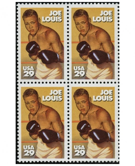 JOE LOUIS ~ BLACK HERITAGE ~ BOXER ~ BROWN BOMBER ~ BLACK HISTORY 2766 Block of 4 x 29¢ US Postage Stamps $15.60 Collectible ...