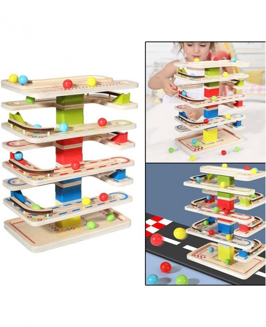 Wooden Ball Ramp Racer with 4 Mini Balls Montessori Toys Great Gift $59.76 Early Development & Activity Toys