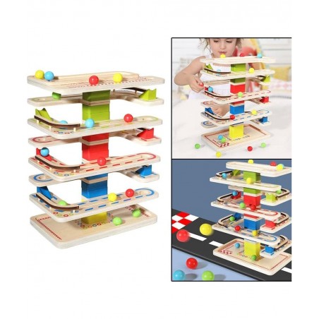 Wooden Ball Ramp Racer with 4 Mini Balls Montessori Toys Great Gift $59.76 Early Development & Activity Toys