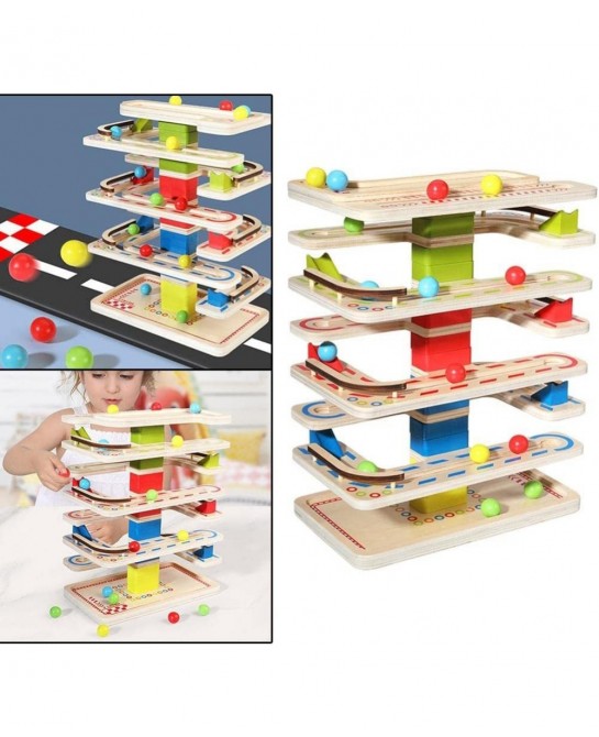 Wooden Ball Ramp Racer with 4 Mini Balls Montessori Toys Great Gift $59.76 Early Development & Activity Toys