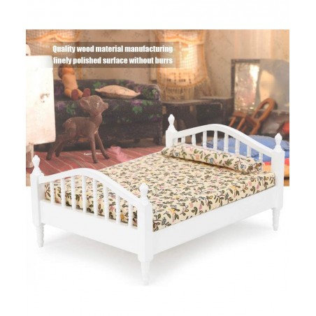 1:12 Scale Dollhouse Furniture Wooden Miniature Mini Bed Model Accessory Lovely Miniature Accessory Kids Pretend Toy Creative...