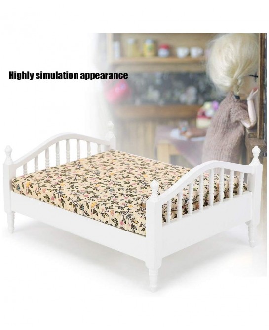 1:12 Scale Dollhouse Furniture Wooden Miniature Mini Bed Model Accessory Lovely Miniature Accessory Kids Pretend Toy Creative...