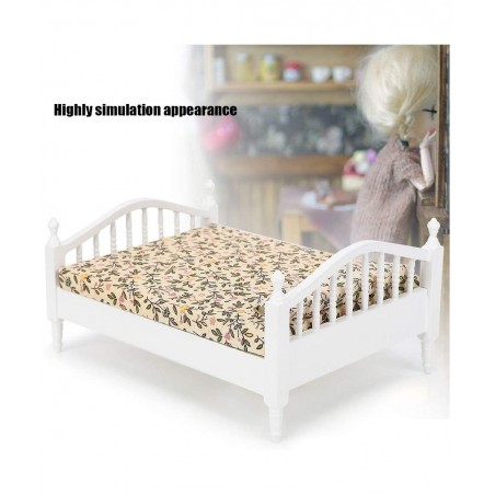 1:12 Scale Dollhouse Furniture Wooden Miniature Mini Bed Model Accessory Lovely Miniature Accessory Kids Pretend Toy Creative...